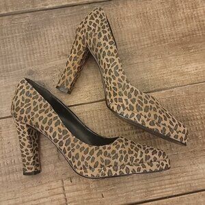 💥SPIEGEL leopard heels - sz 7.5 Suede feel EXCELLENT